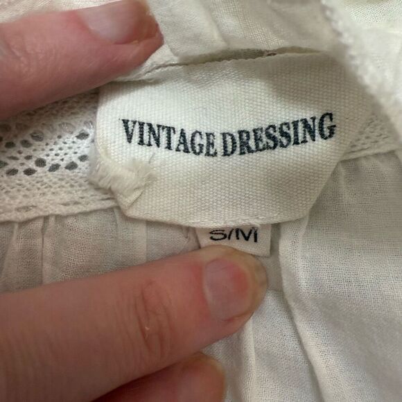 Vintage Dressing White Peasant Top Blouse Sleeveless Small Casual - Picture 4 of 6